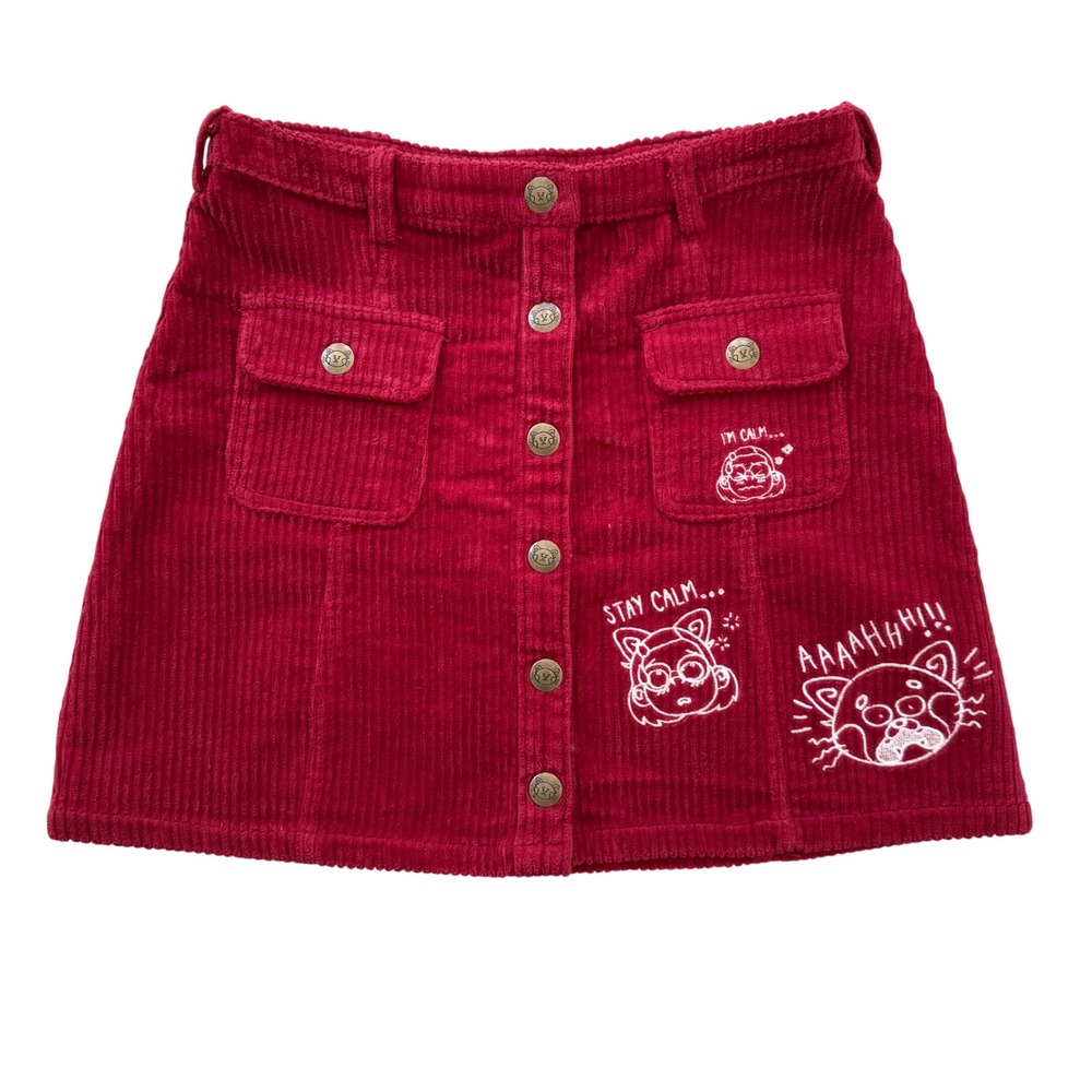 Disney Pixar Turning Red Panda Mei‎ Small Corduroy Skirt Embroidered Mini Skirt